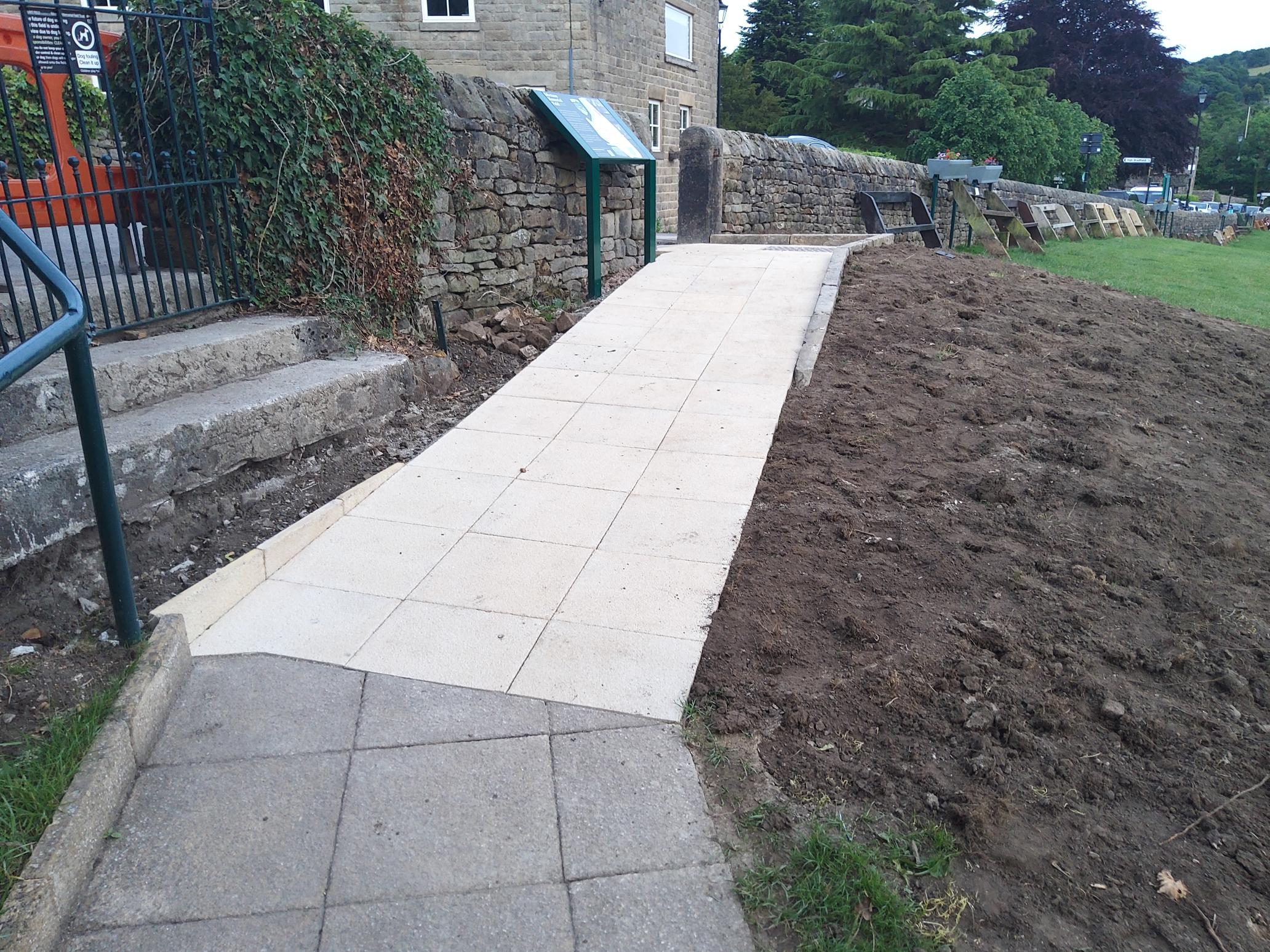 An accessible ramp and gate in the field's North wall.